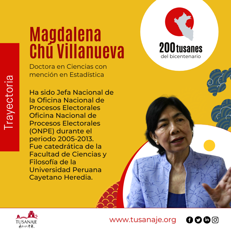 Magdalena Chú Villanueva, Doctora en Ciencias con mención en Estadística.TUSÁN BICENTENARIO