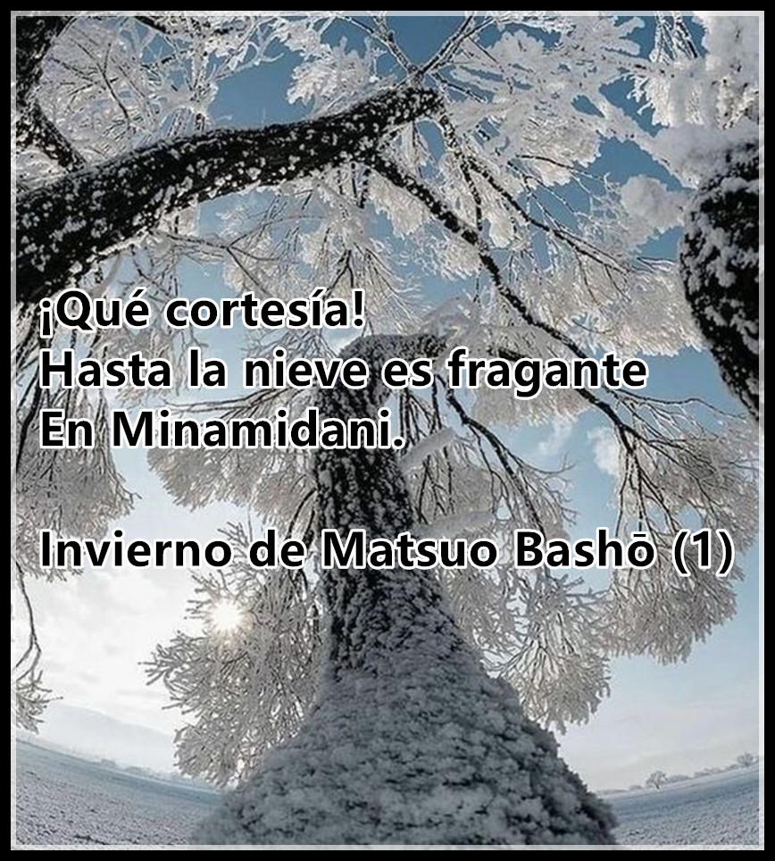 ¡Qué cortesía!
Hasta la nieve es fragante
En Minamidani.

Invierno de Matsuo Bashō (1)